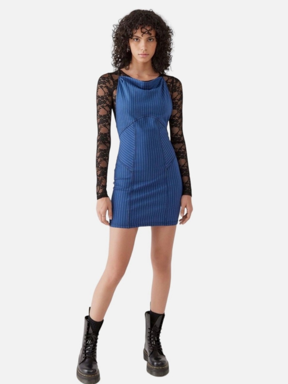 Strapless Navy Pinstripe Bodycon Dress New without tags